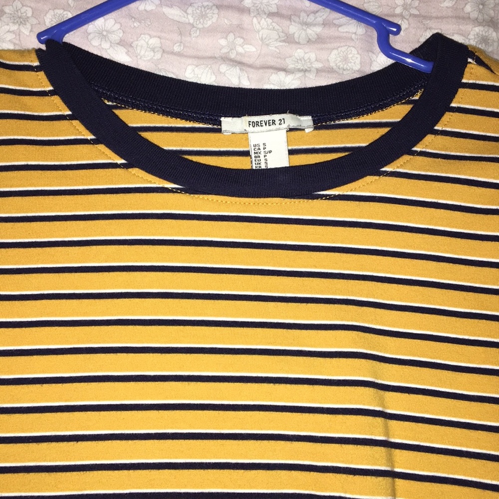 yellow striped, long sleeve shirt